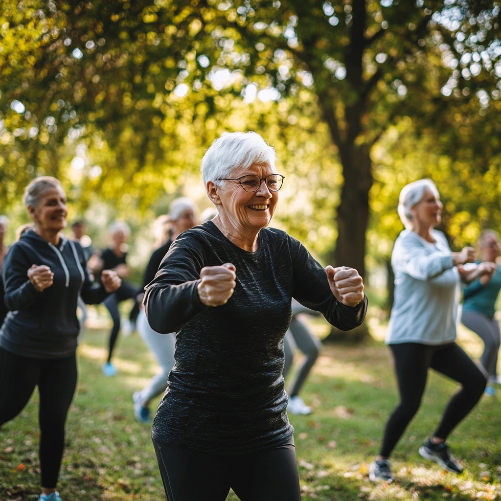 Активні люди поважного віку займаються спортом